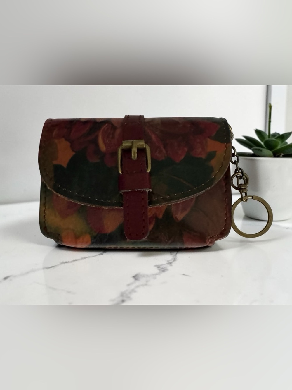 Patricia Nash Multicolored Coin Purse/Pouch With Keyring